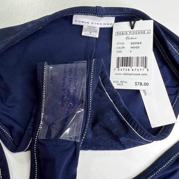 Robin Piccone Valeria Tab Side Bikini Bottom Blue New With Tags Size Small - Picture 5 of 10